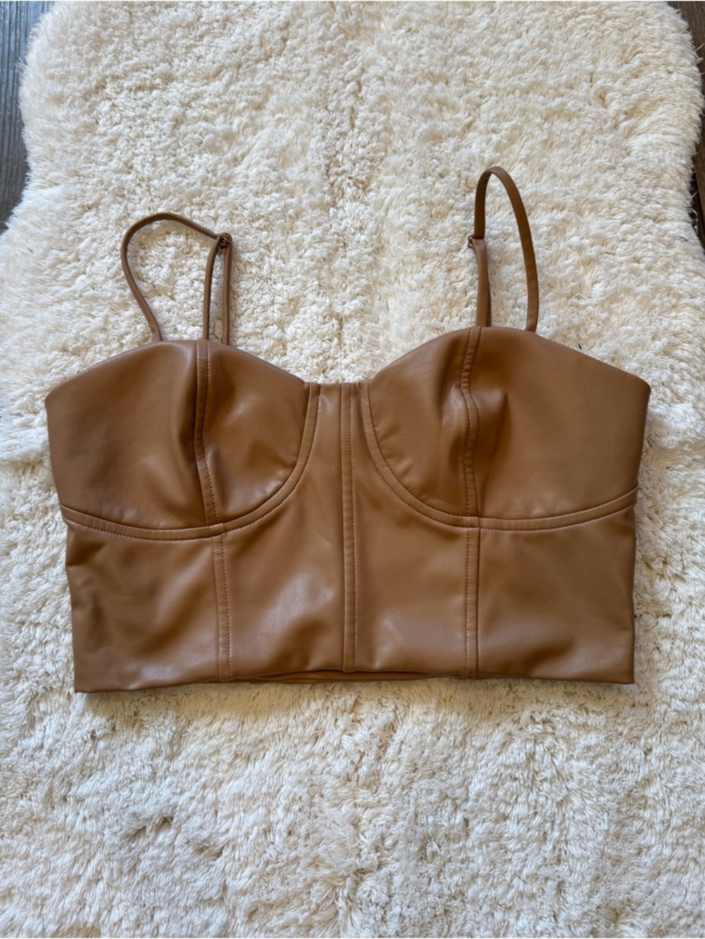 Express Body Contour Bustier Crop Top - Camel